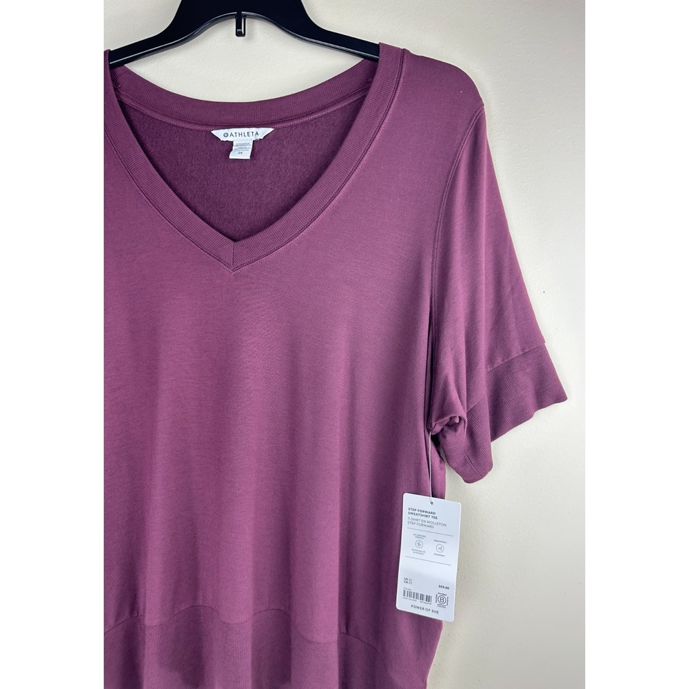 NEW Athleta Step Forward Sweatshirt Tee Aubergine Purple V-Neck Plus Size 2X - Picture 4 of 11